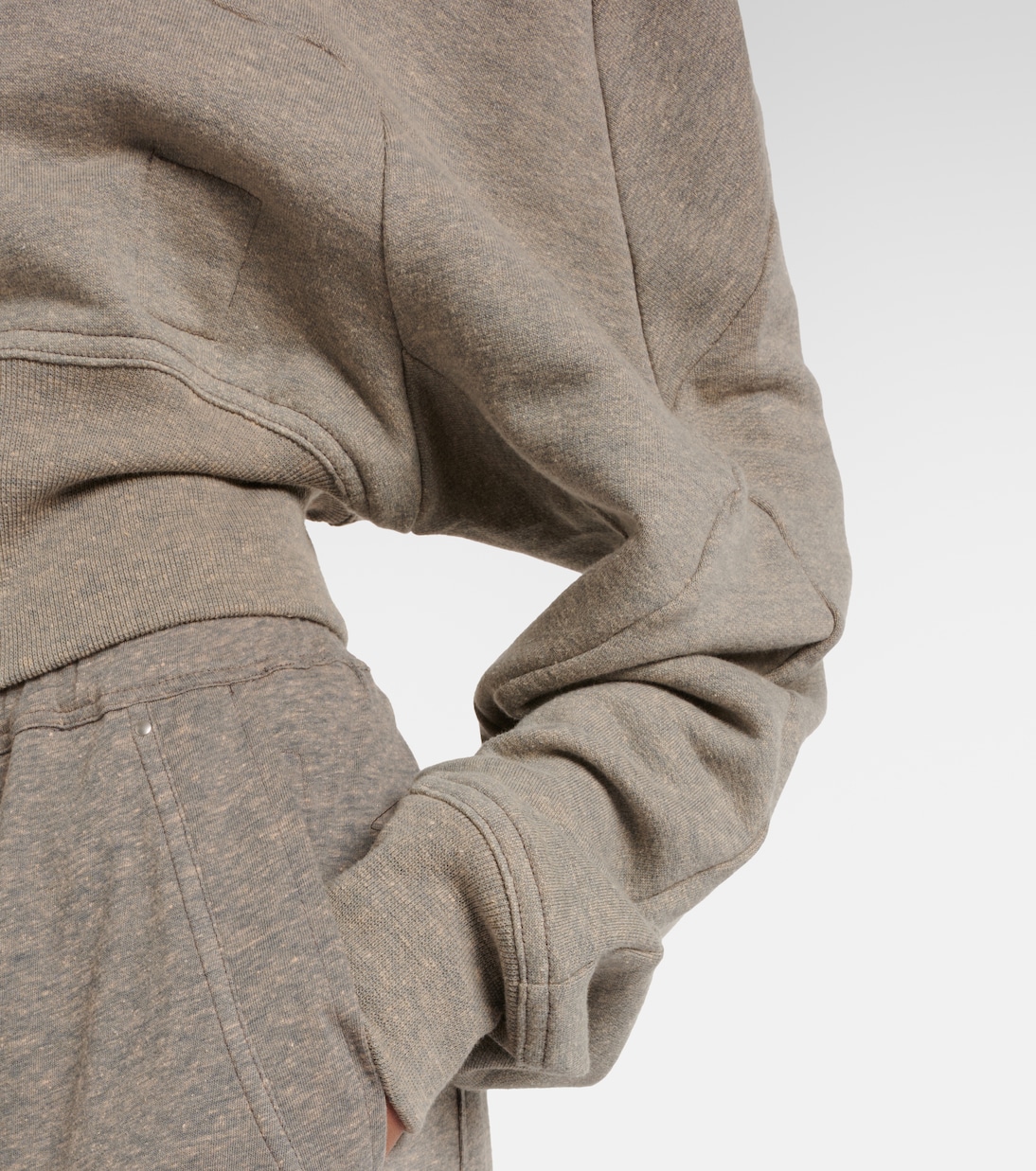 Felpa cropped in jersey di misto cotone | Rick Owens