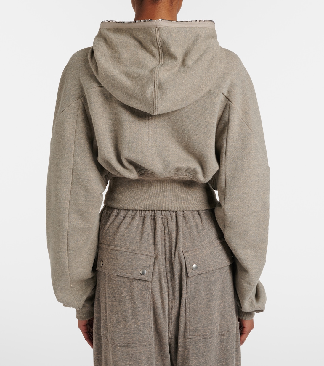 Felpa cropped in jersey di misto cotone | Rick Owens