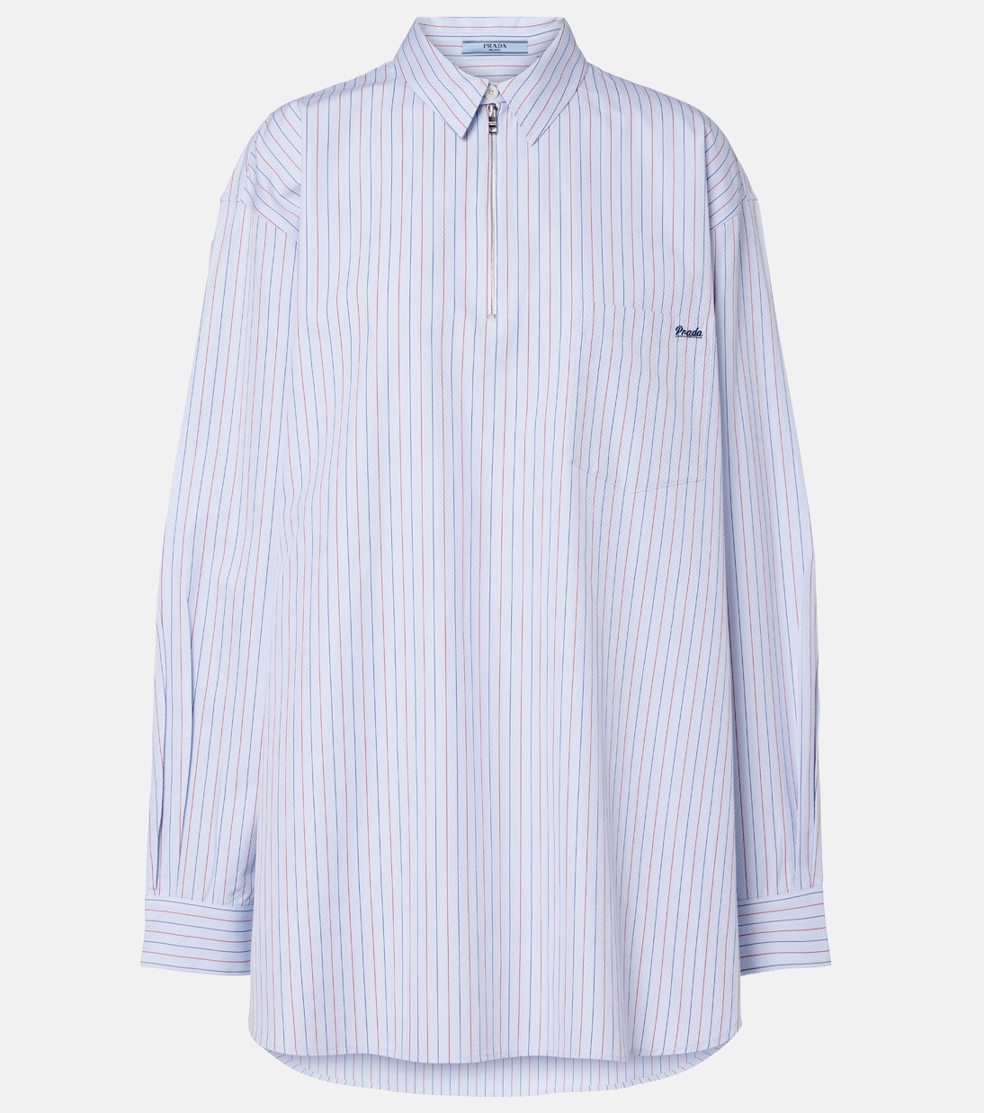 Chevron striped oversized cotton shirt | Prada