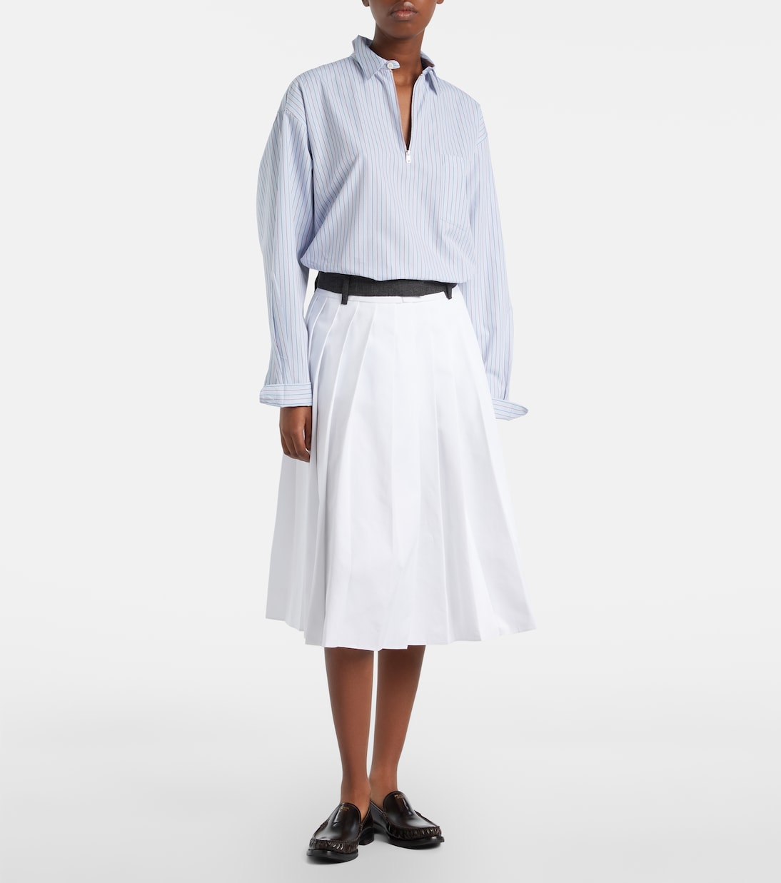 Chevron striped oversized cotton shirt | Prada