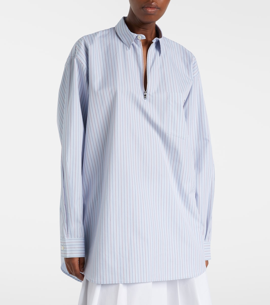 Chevron striped oversized cotton shirt | Prada