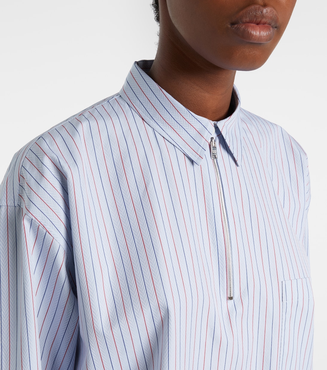 Chevron striped oversized cotton shirt | Prada