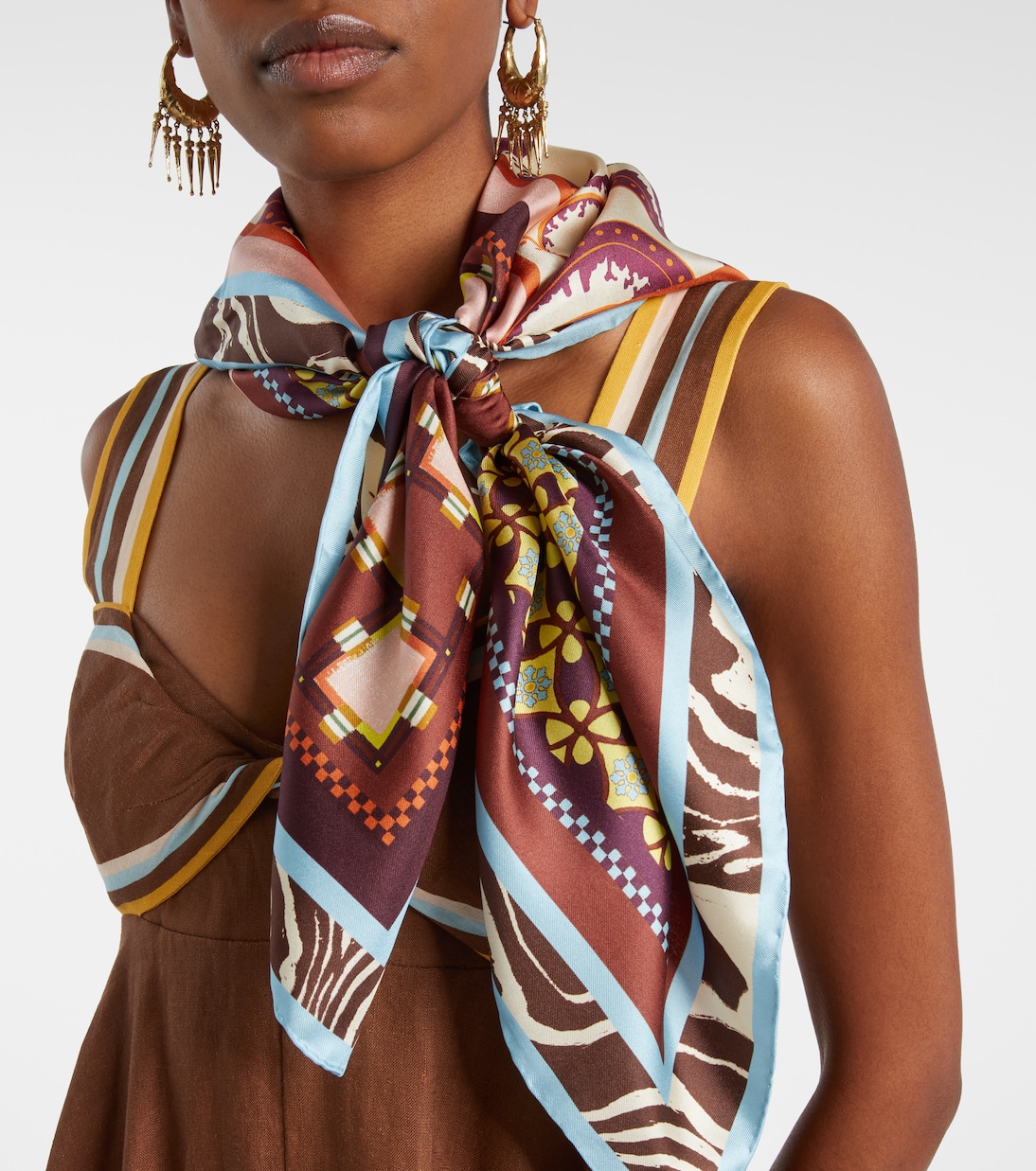 Wilson printed silk twill scarf | Alémais