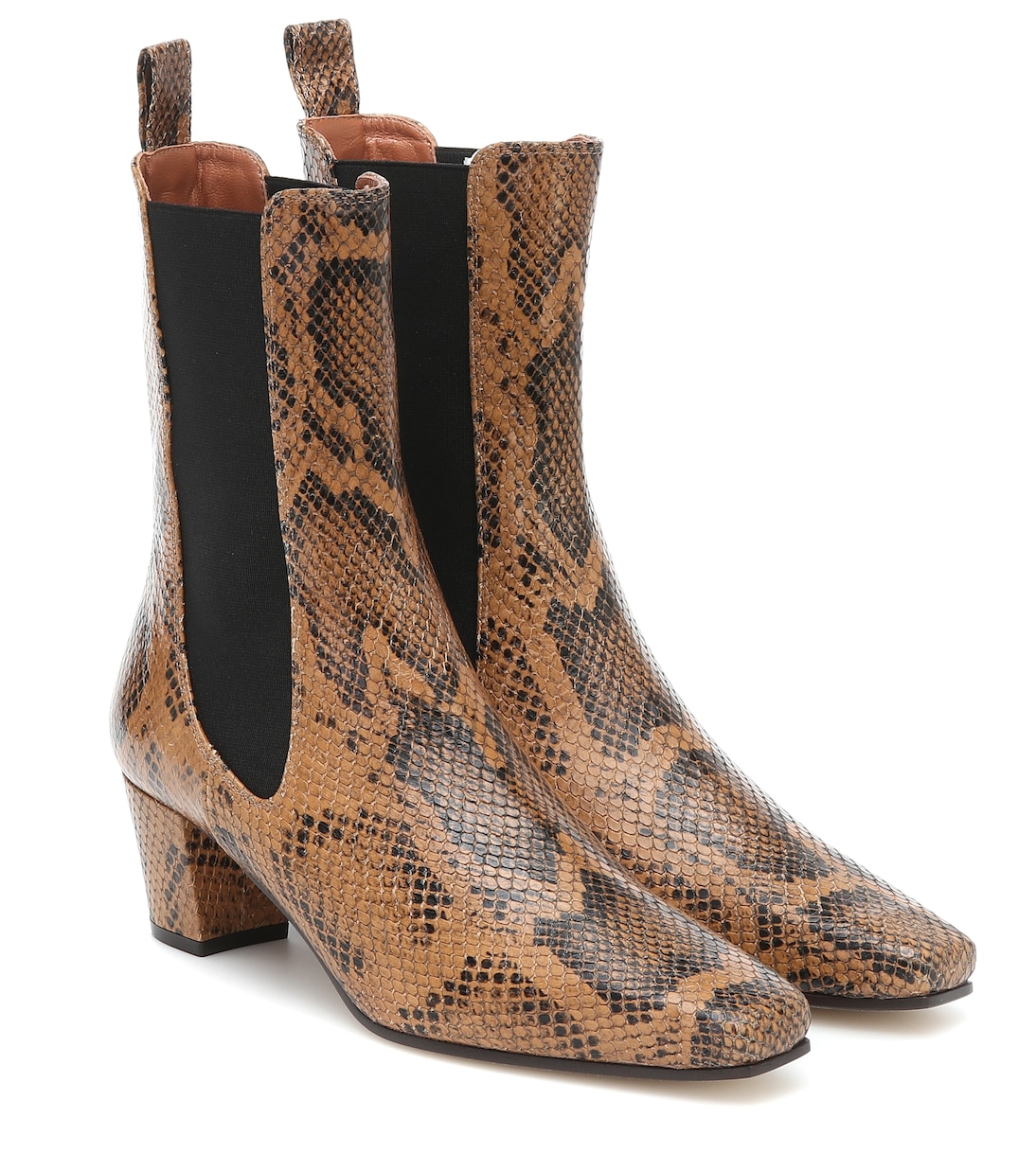 Snake-effect leather ankle boots | Paris Texas