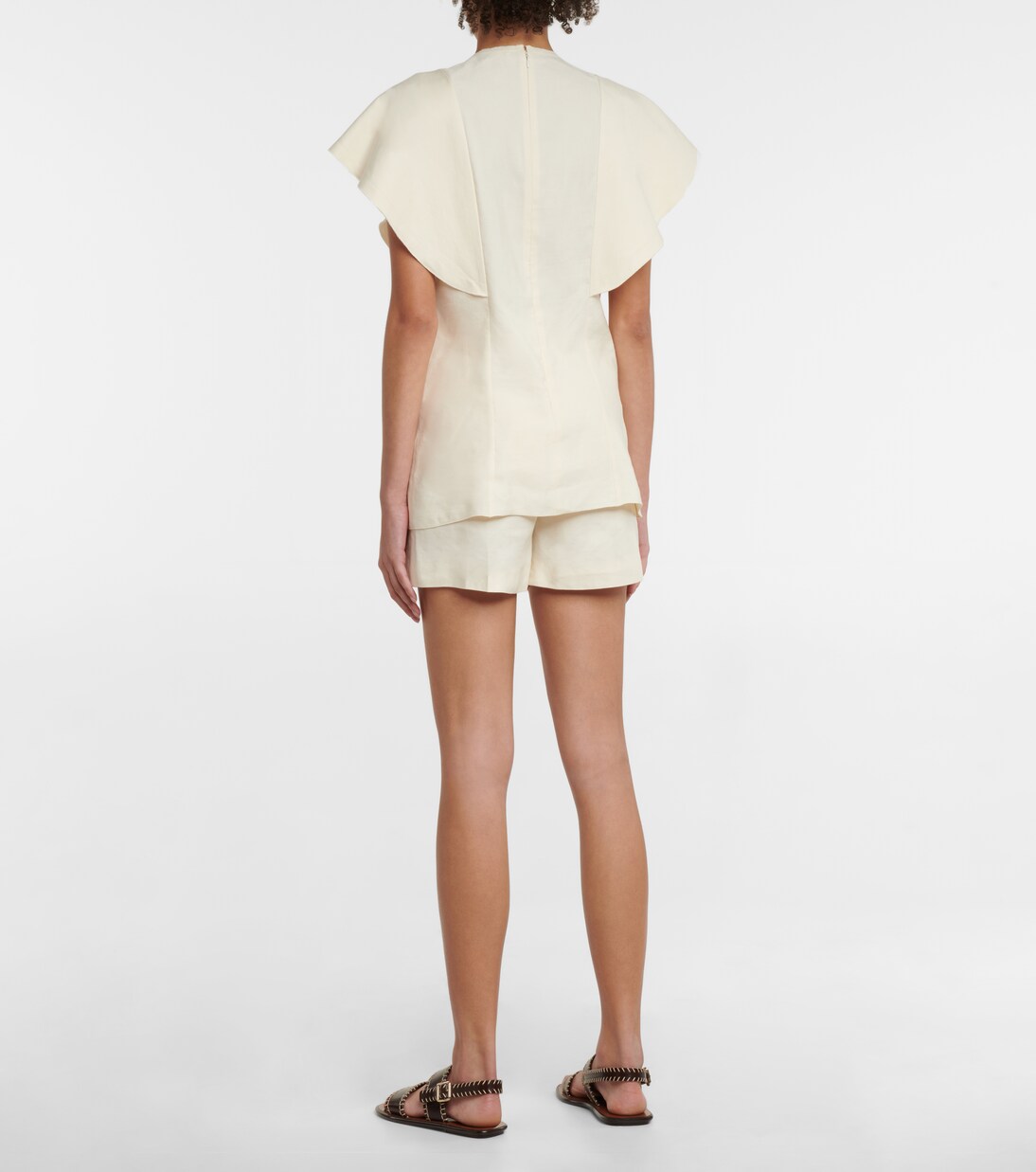 Smocked linen and silk twill top | Chloé