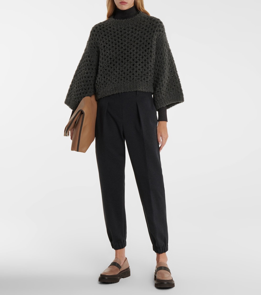 Pullover in cammello e seta | Brunello Cucinelli