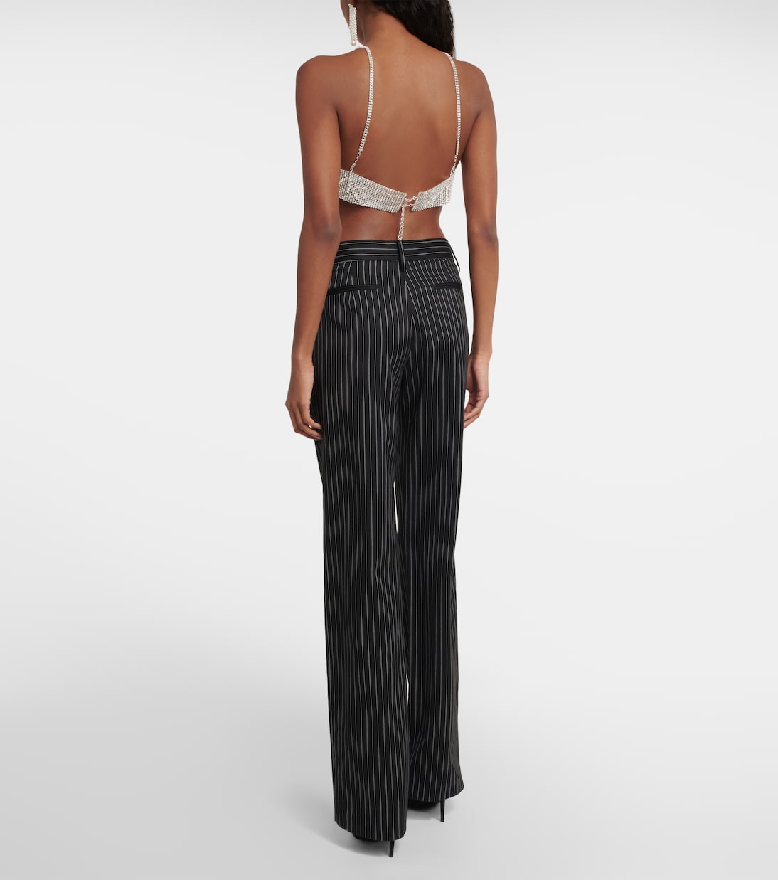Pinstripe low-rise straight wool pants | Magda Butrym