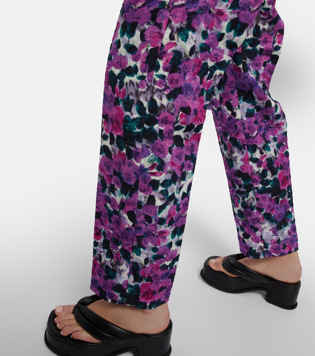 Floral croc-effect straight pants | Dries Van Noten