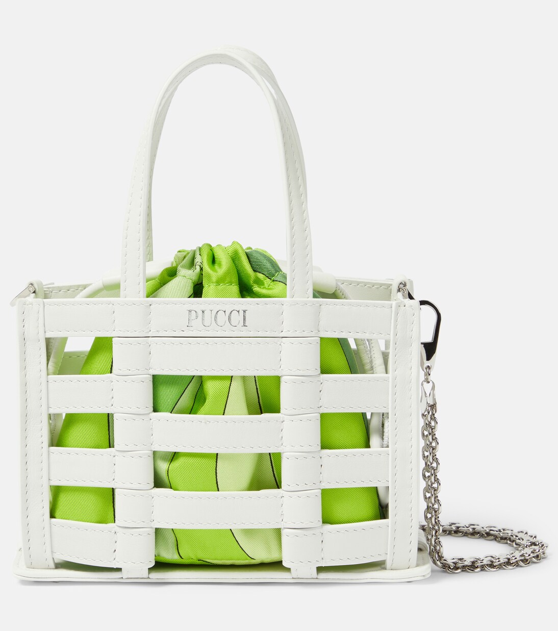 Cage Mini leather and silk tote bag in multicoloured - Pucci | Mytheresa