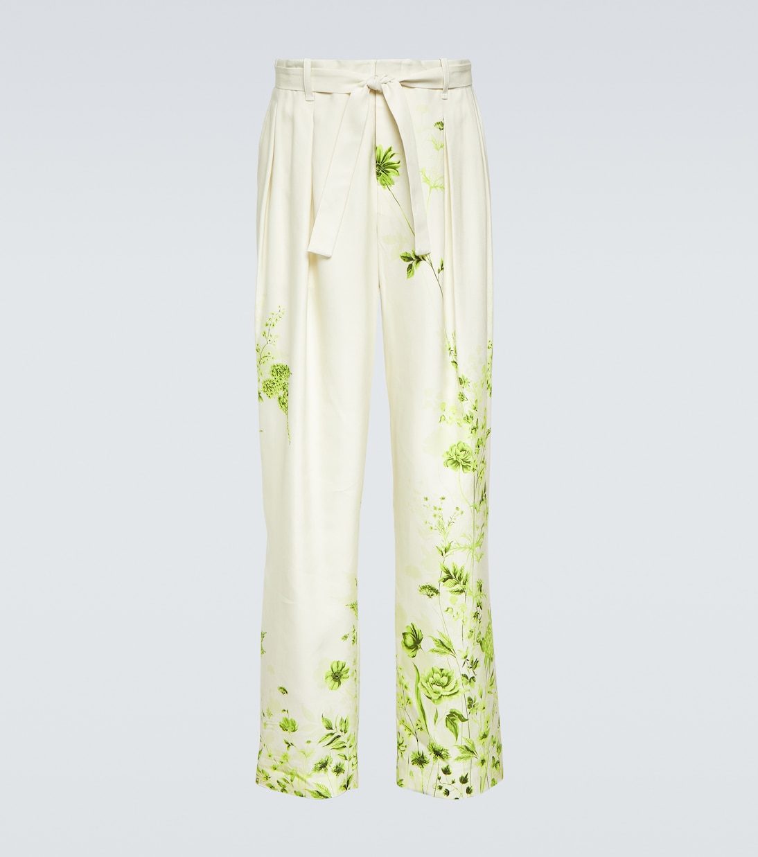 Pantalones rectos con cinturón floral | King & Tuckfield