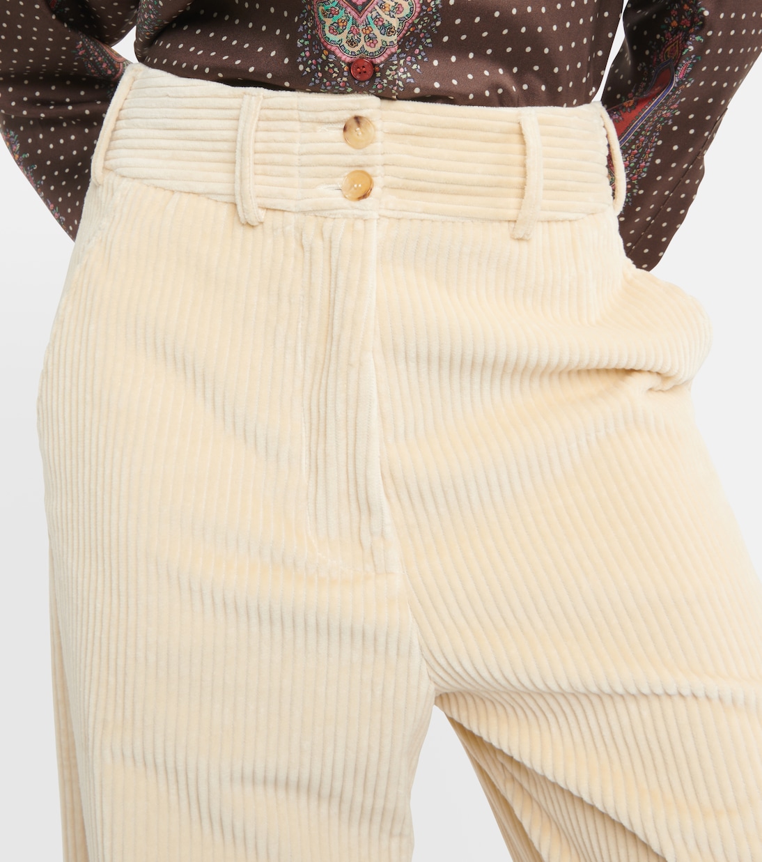 Pantalon ample à taille haute en velours côtelé de coton | Etro