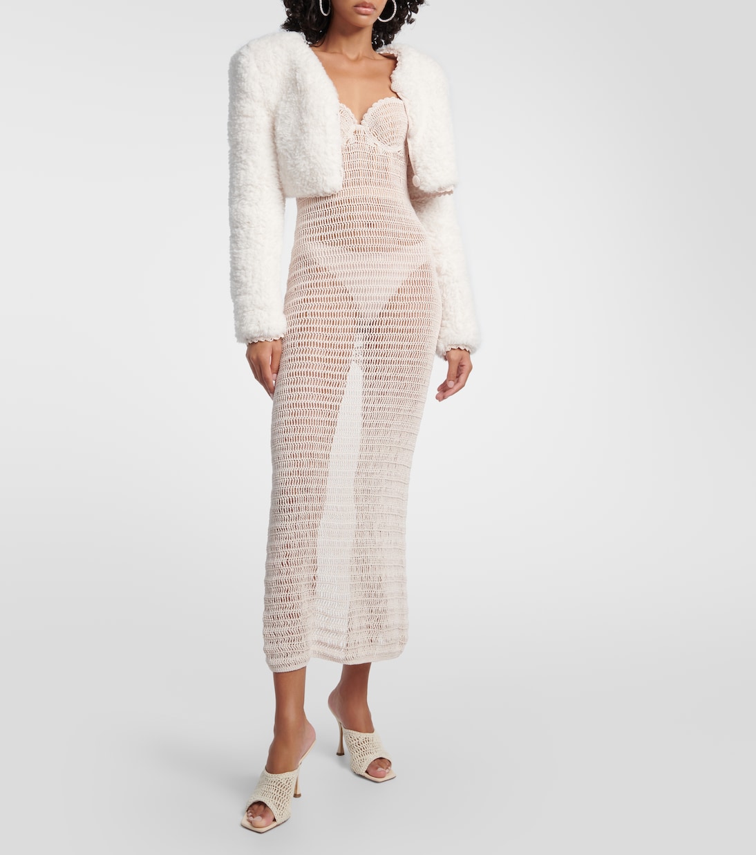 Abito midi in crochet di misto lino | Magda Butrym