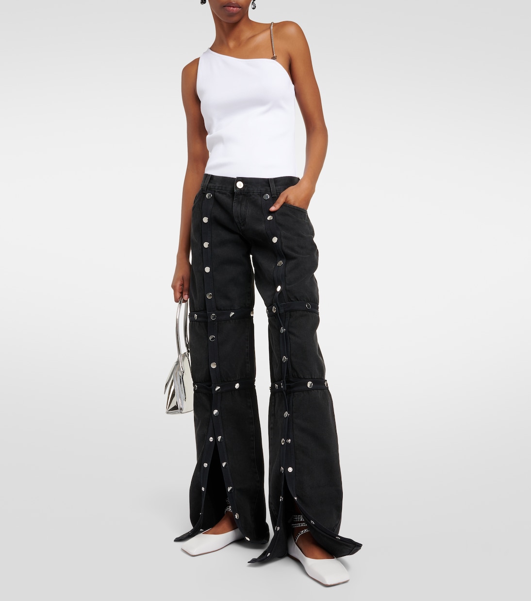 Ballerine Ane in pelle con cristalli | Amina Muaddi