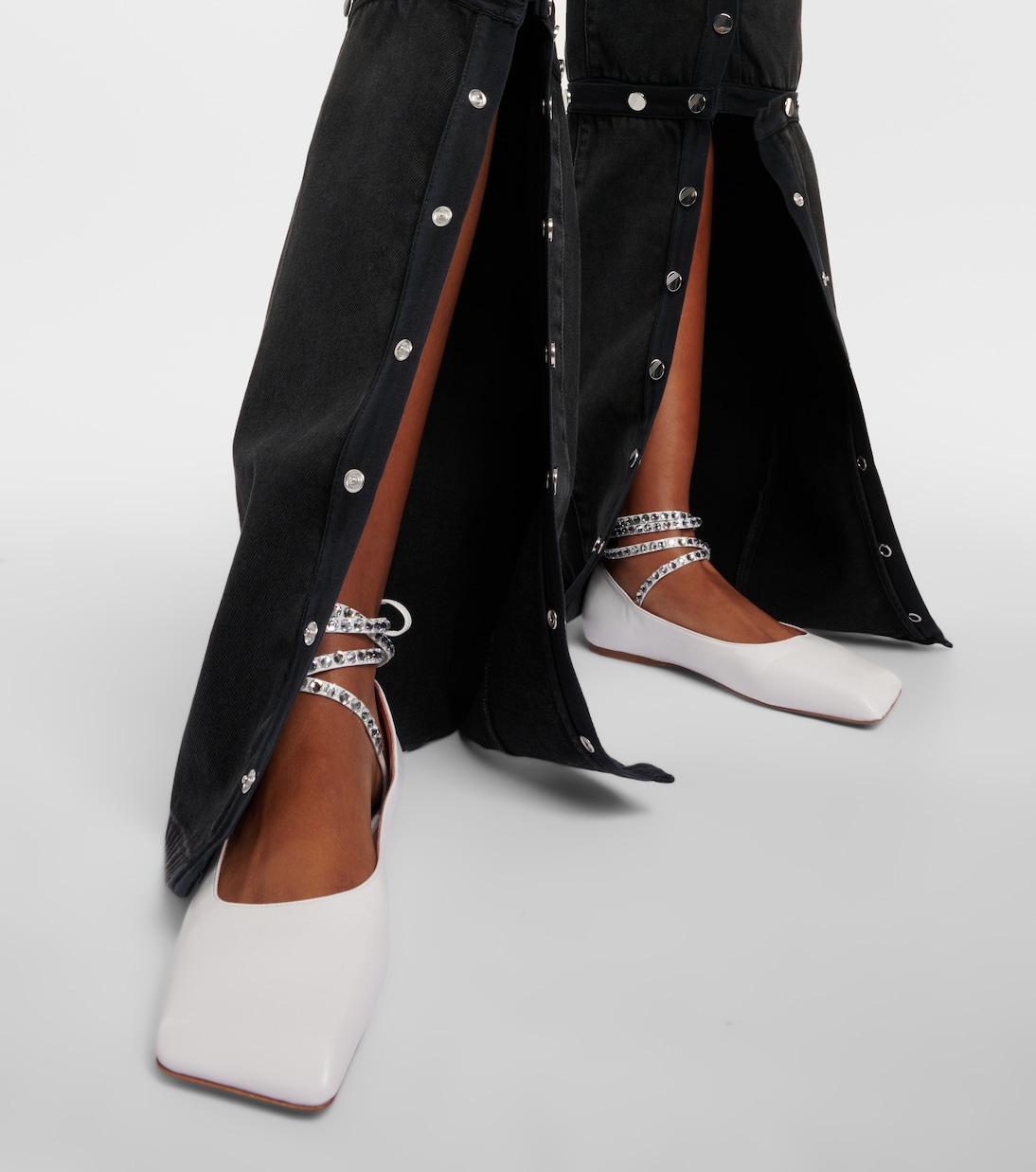 Ballerine Ane in pelle con cristalli | Amina Muaddi