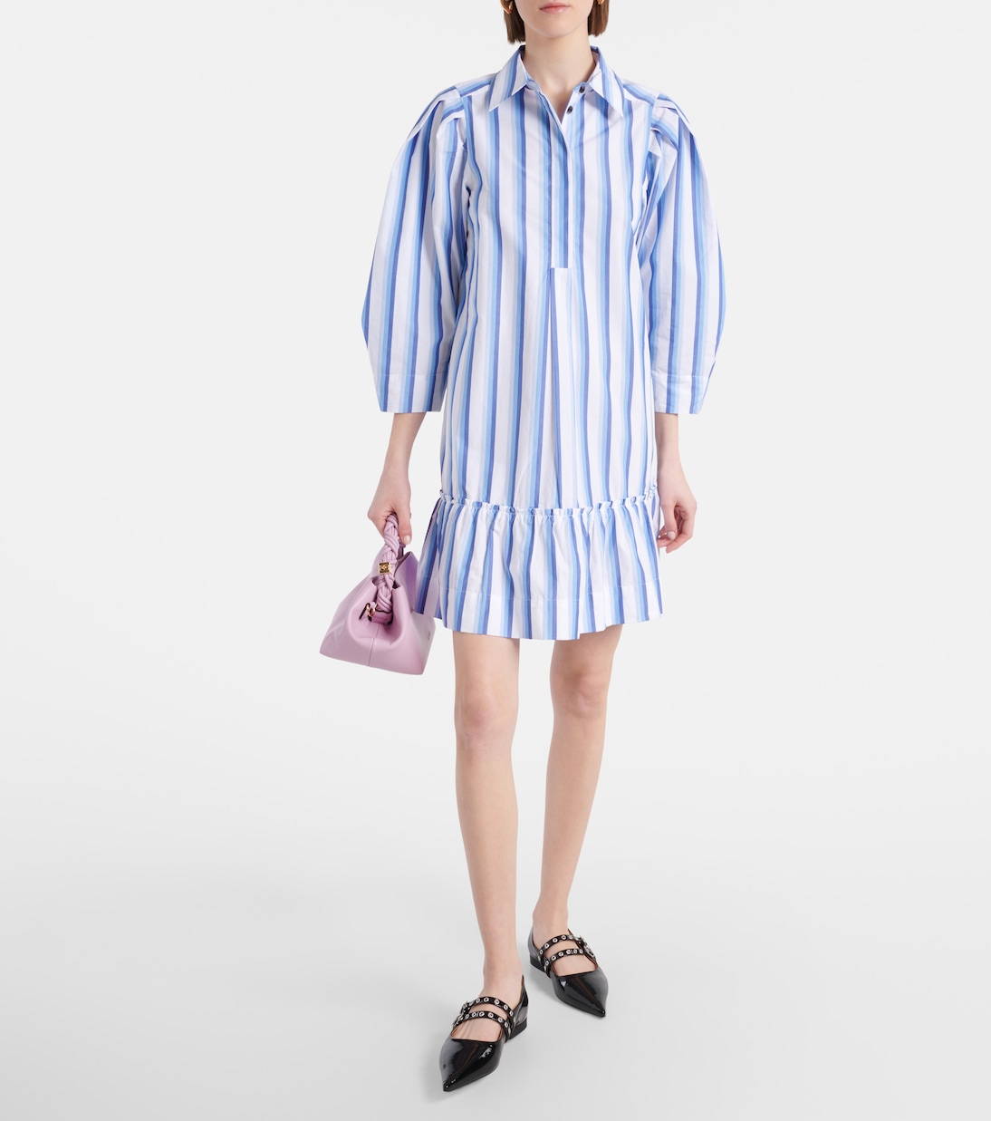 Miniabito in cotone a righe | Ganni