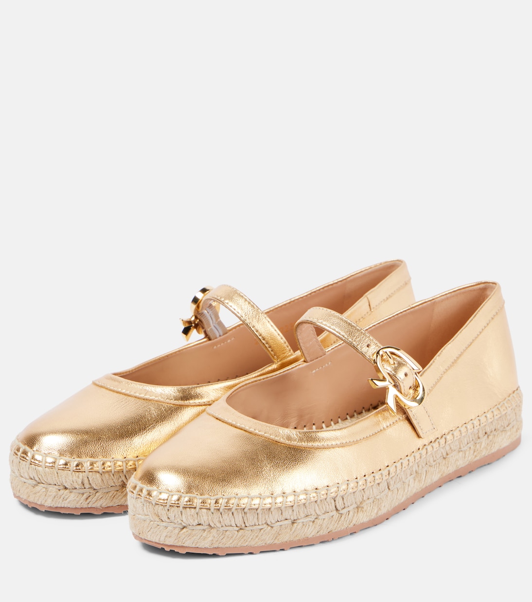Mary-Jane-Ballerinas Elda aus Metallic-Leder | Gianvito Rossi