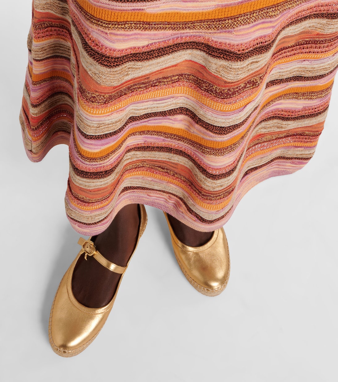 Mary-Jane-Ballerinas Elda aus Metallic-Leder | Gianvito Rossi