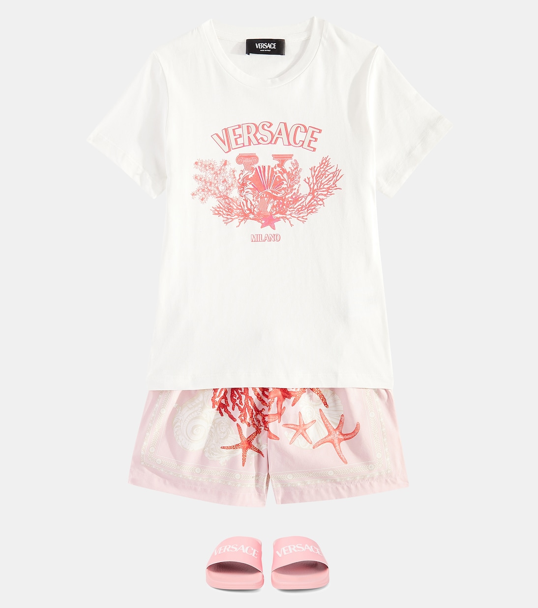 T-Shirt University Coral aus Baumwoll-Jersey | Versace Kids