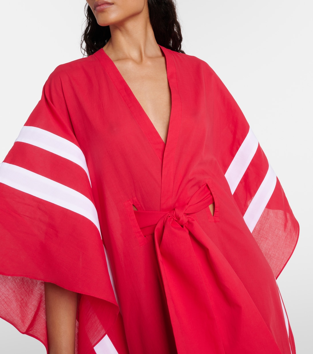 Striped cotton chambray kaftan | Adriana Degreas