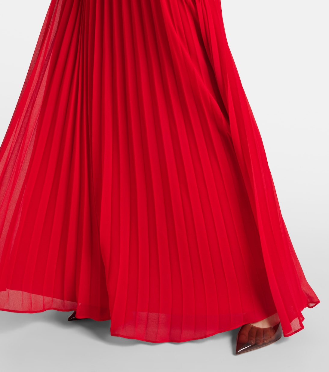 Pleated off-shoulder chiffon gown | Self-Portrait