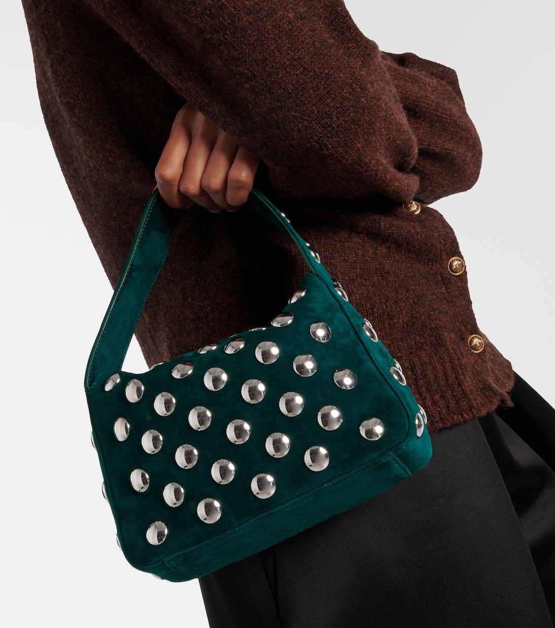 Borsa Elena Small in suede con borchie | Khaite
