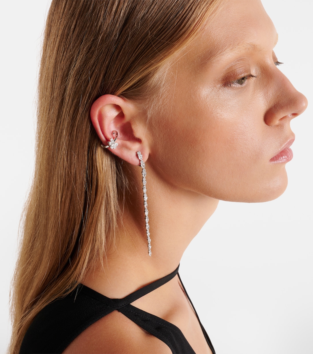Orecchino ear cuff Whisper Ear in oro bianco 18kt con diamanti | Yeprem