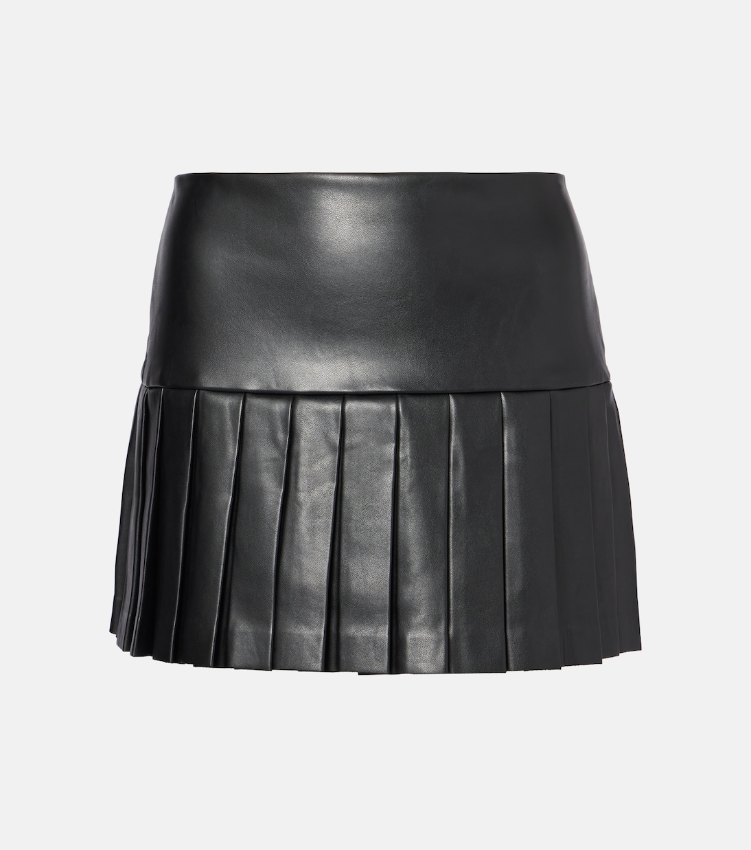 Pleated faux leather miniskirt | Norma Kamali