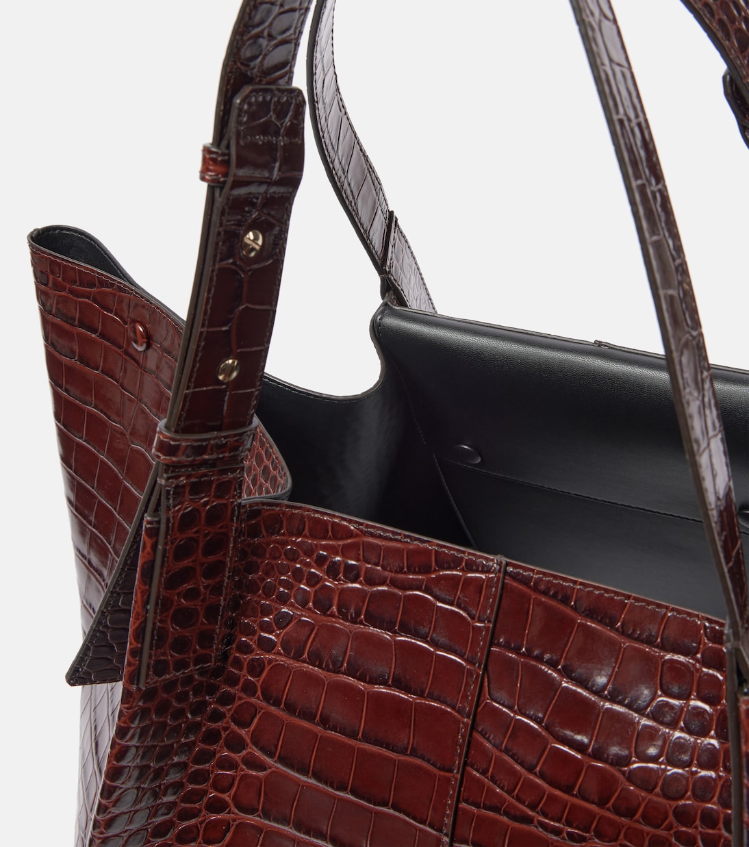 W11 Large croc-effect leather tote bag in brown - Victoria