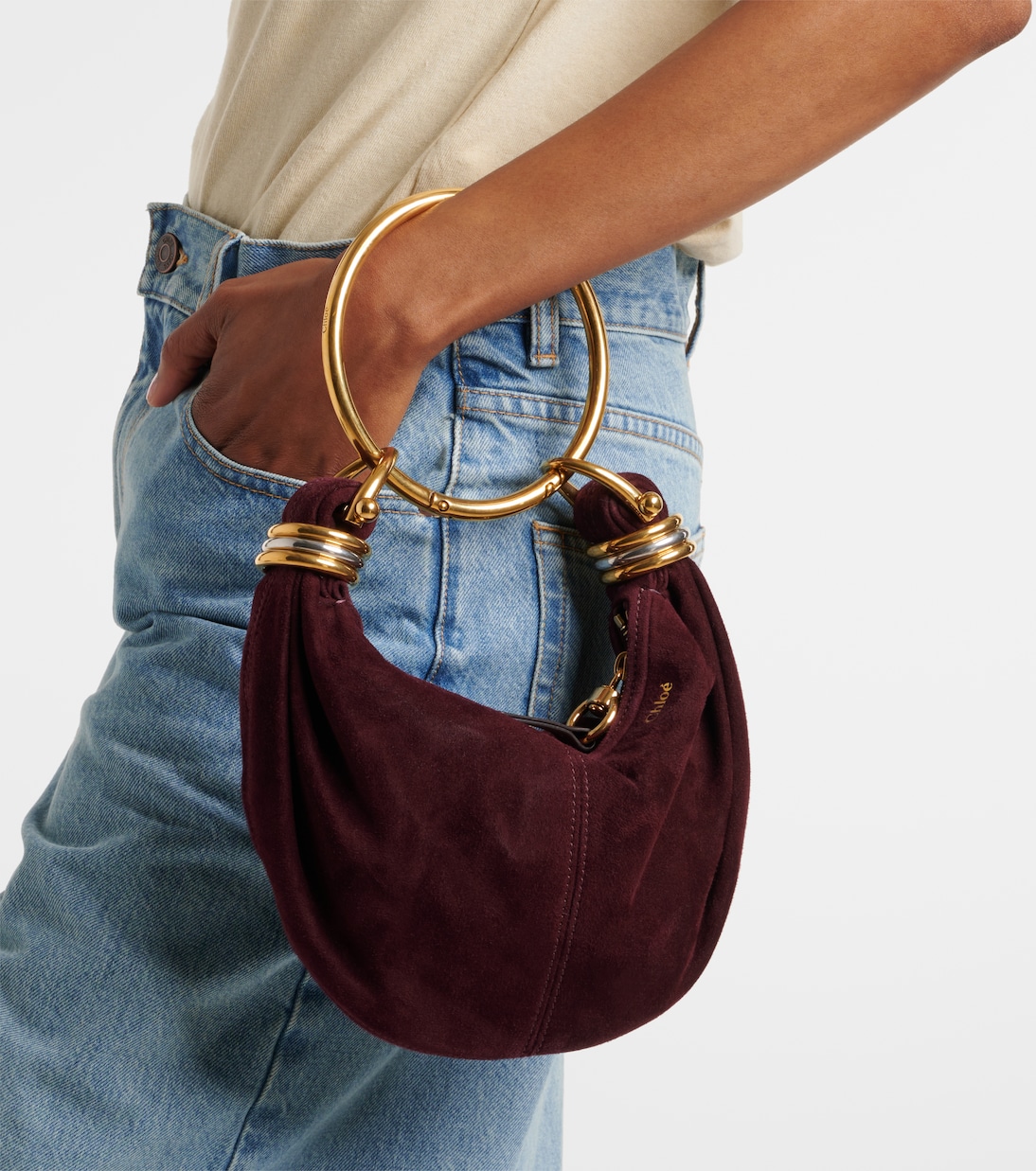Sac Bracelet Mini en daim | Chloé