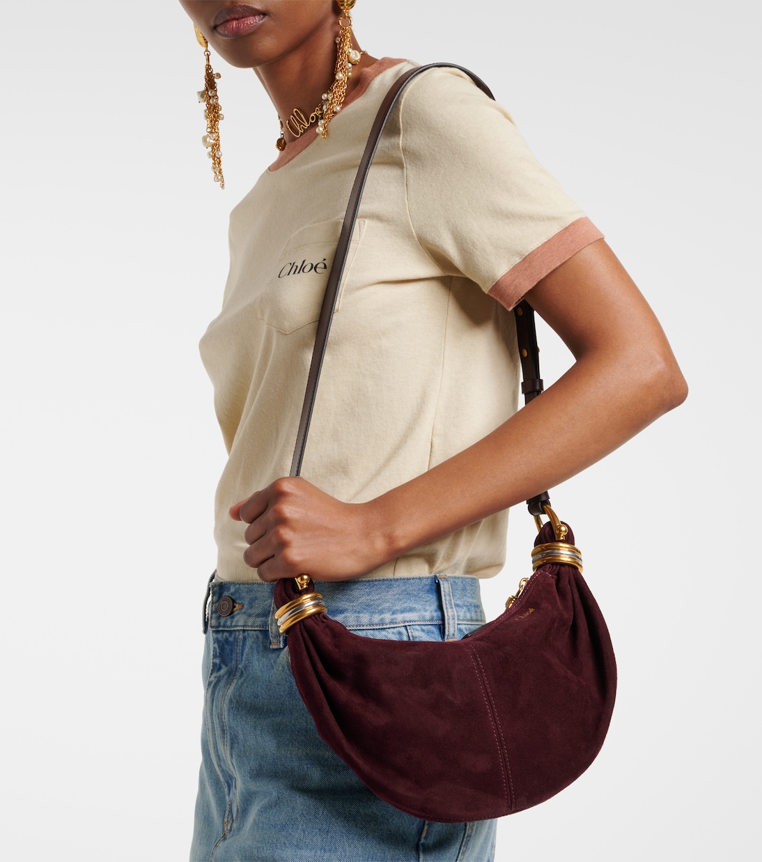 Sac Bracelet Mini en daim | Chloé