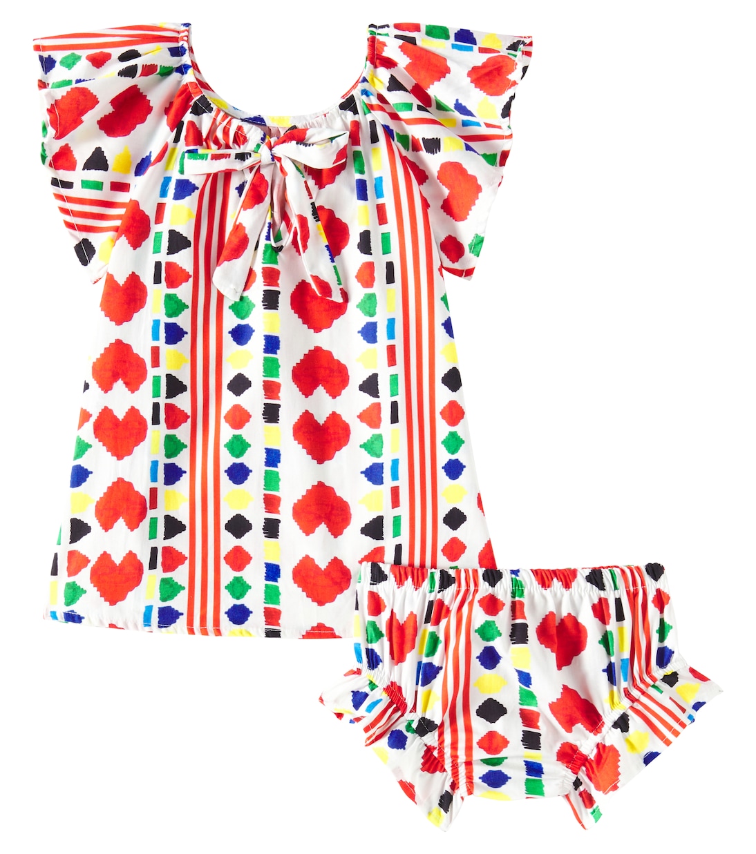 Baby printed cotton dress and bloomers set | Fábula
