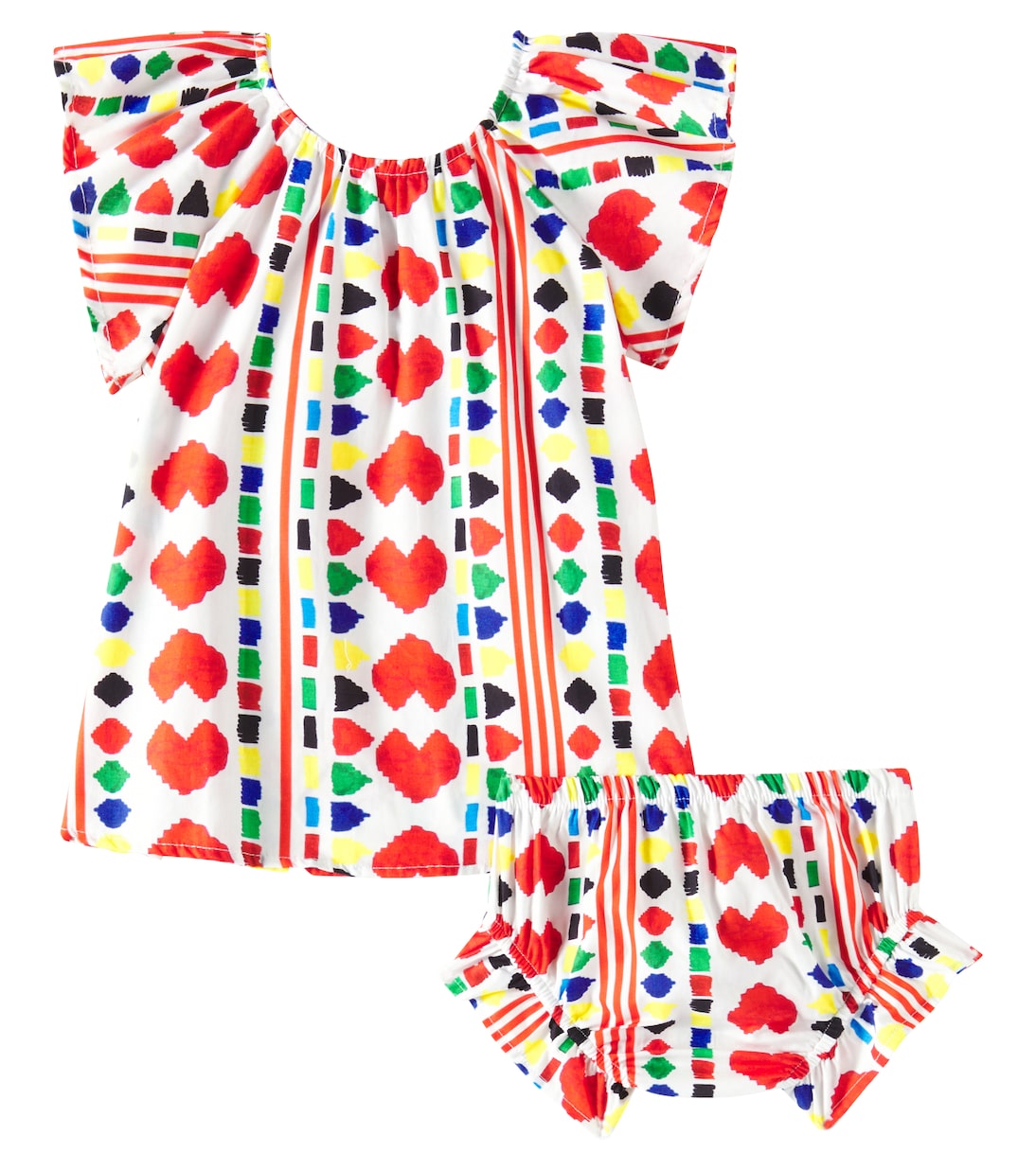 Baby printed cotton dress and bloomers set | Fábula