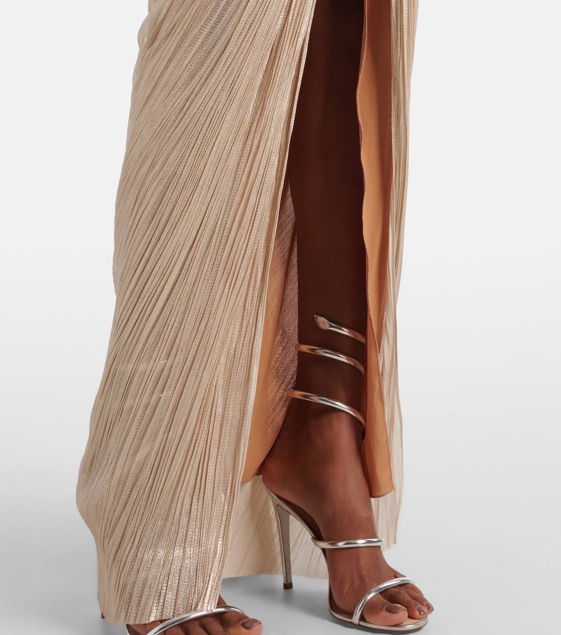 Abito lungo off-shoulder Diella in seta | Maria Lucia Hohan