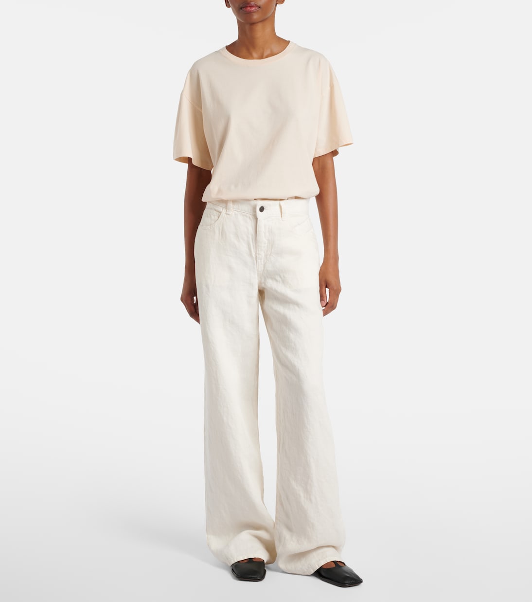 Jeans regular Eglitta in lino a vita media | The Row