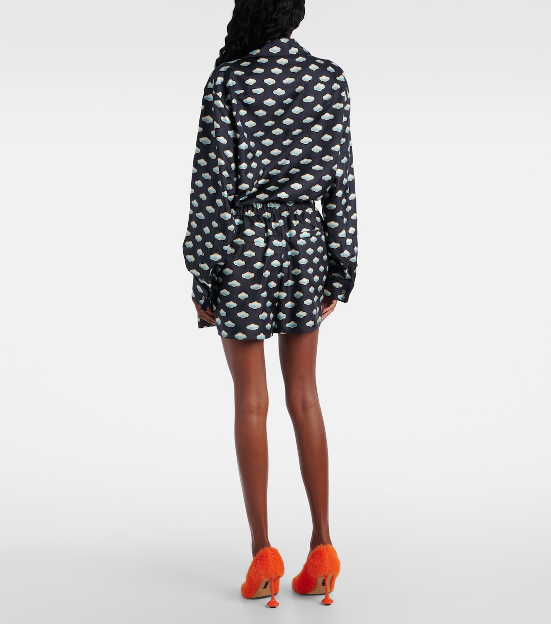 Shorts de sarga de seda estampados | Loewe