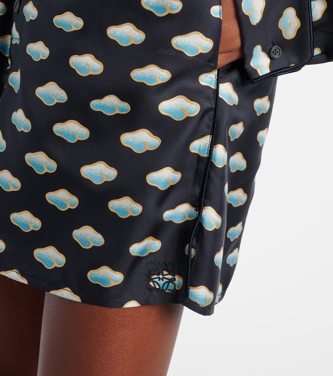 Shorts de sarga de seda estampados | Loewe