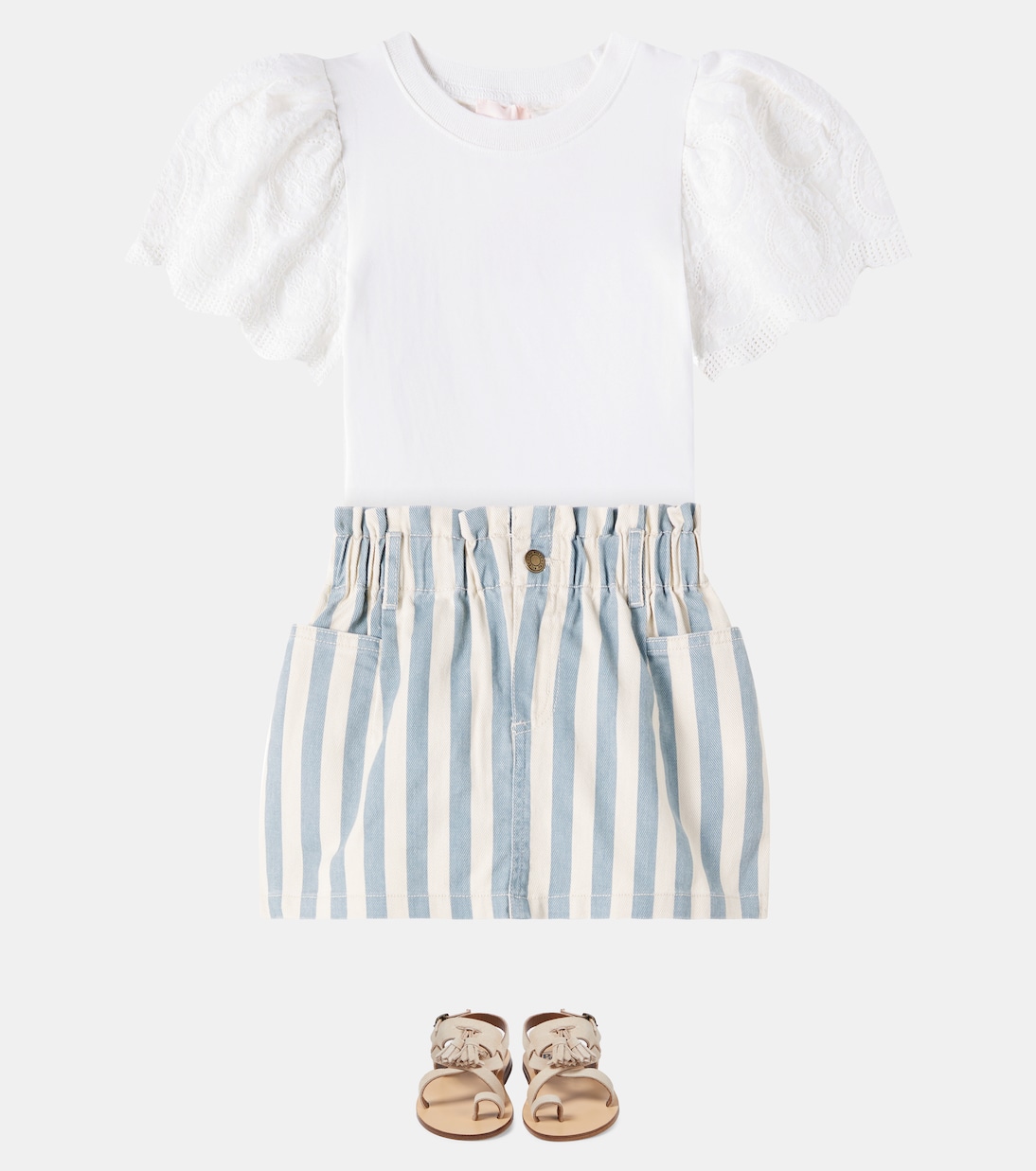 Gonna di jeans arricciata a righe | Rylee + Cru