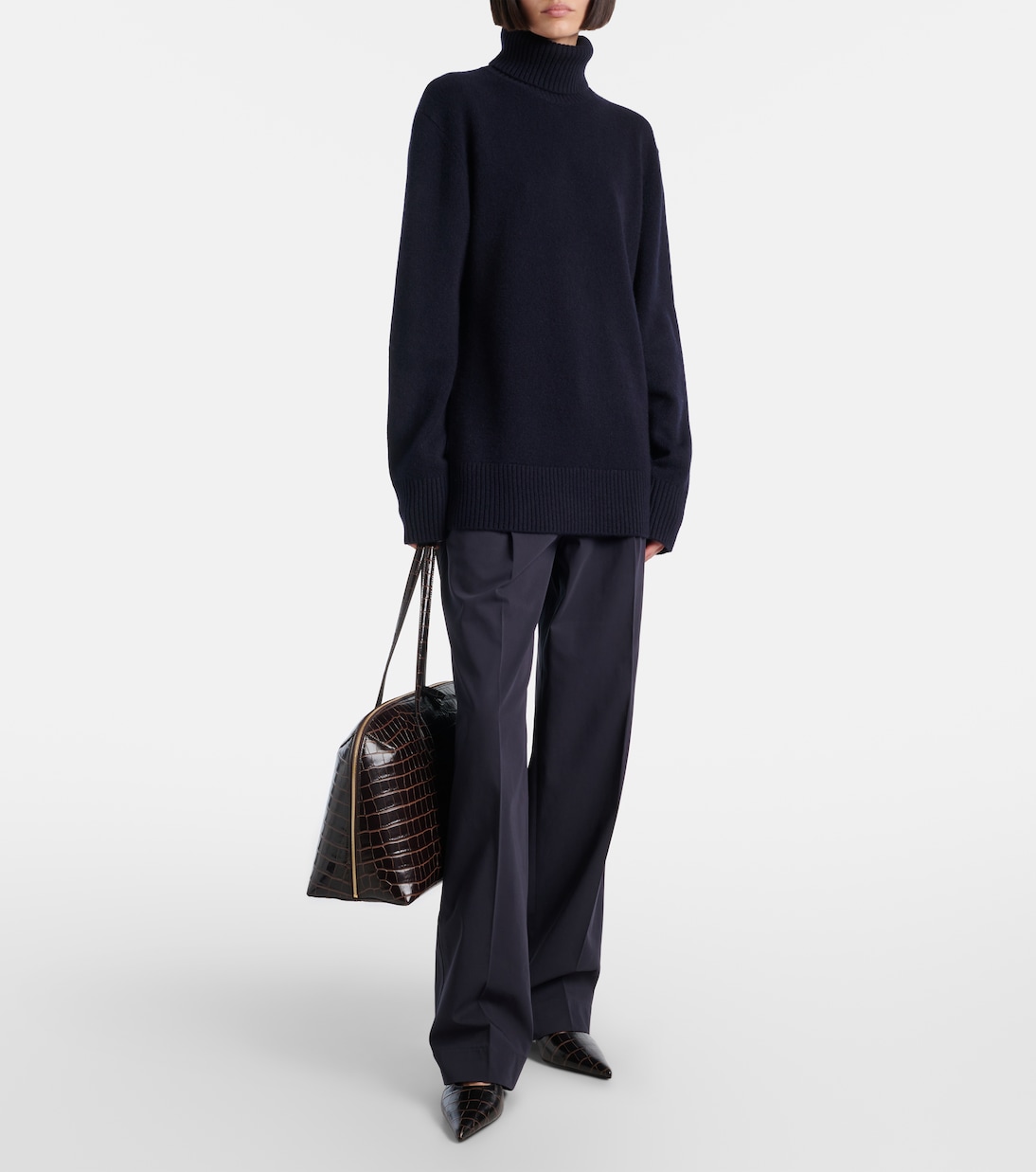 Pantaloni regular in cotone a vita alta | Toteme