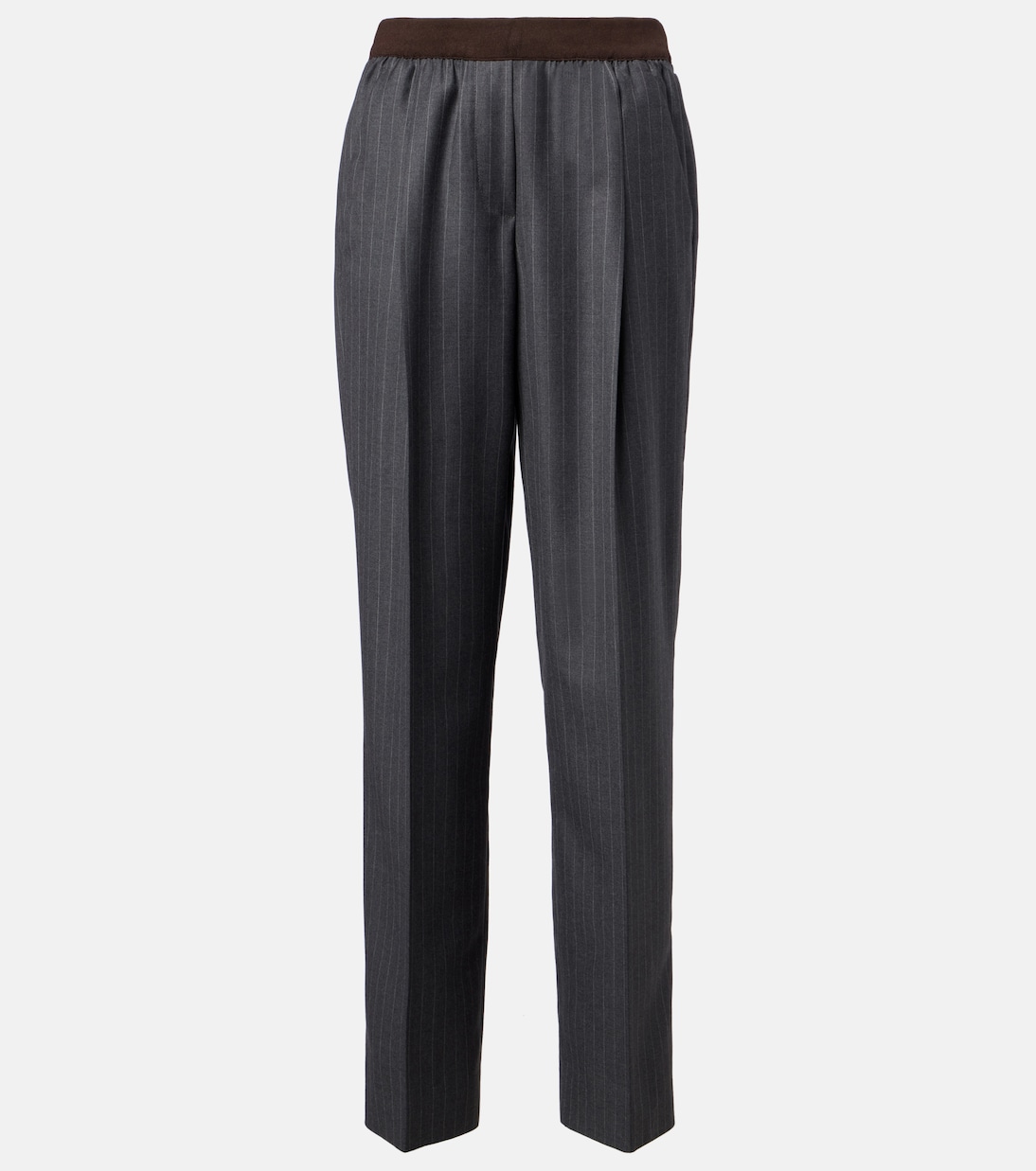 Pinstripe virgin wool wide-leg pants | Miu Miu