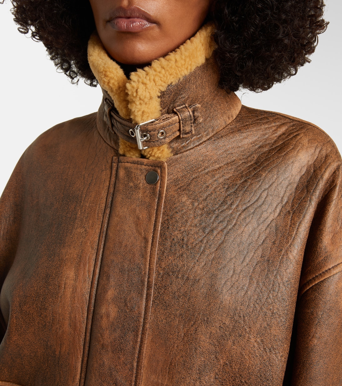 Sandor shearling-trimmed leather jacket | Khaite