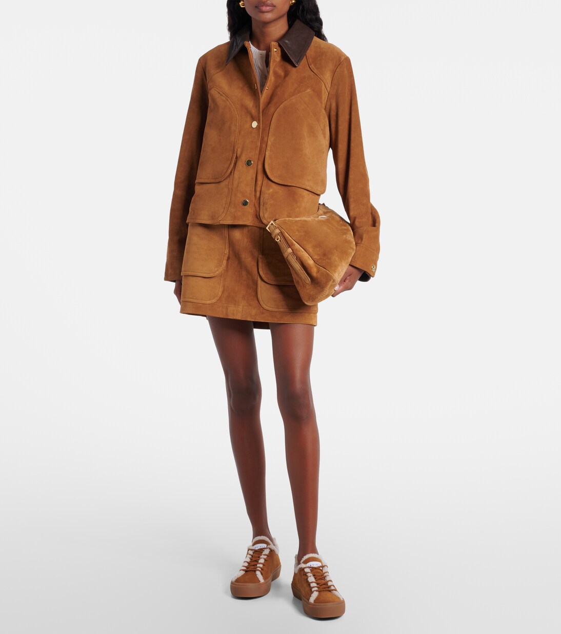 Shearling-trimmed suede low-top sneakers  | Inuikii