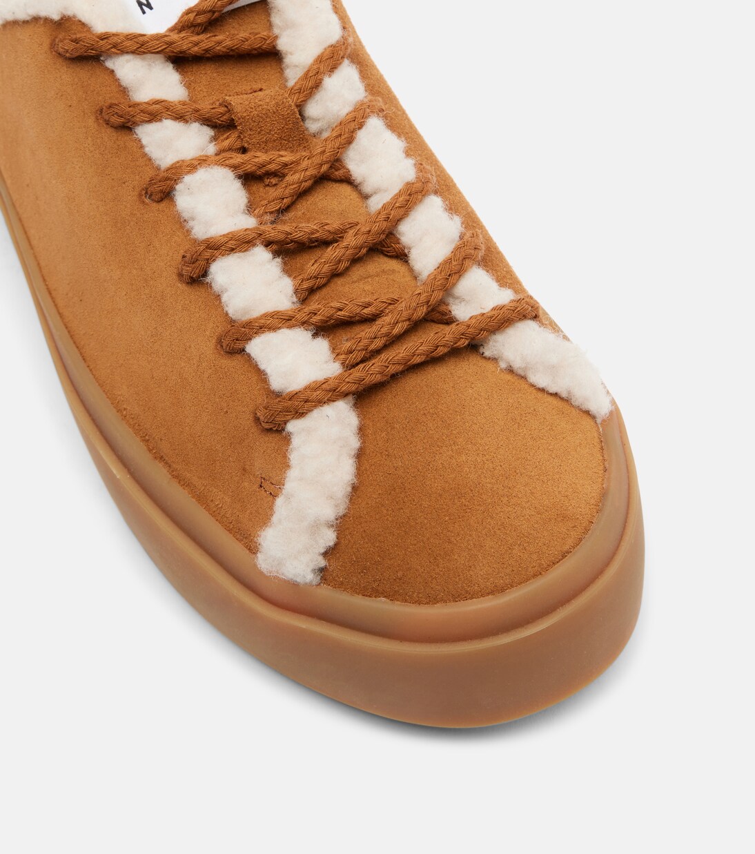 Shearling-trimmed suede low-top sneakers  | Inuikii