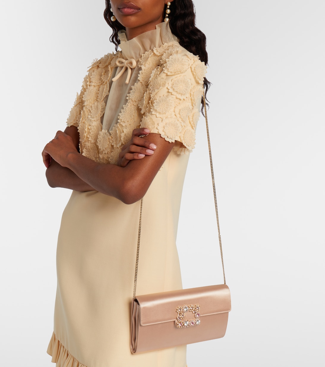 Verzierte Clutch Efflorence aus Satin | Roger Vivier