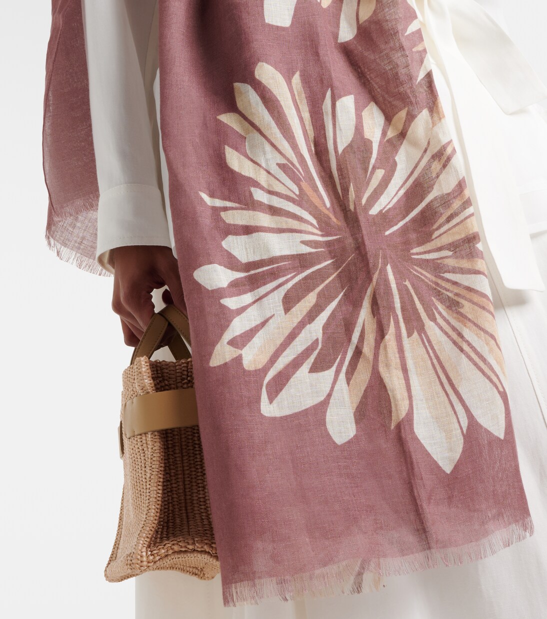 Floral linen scarf | Brunello Cucinelli