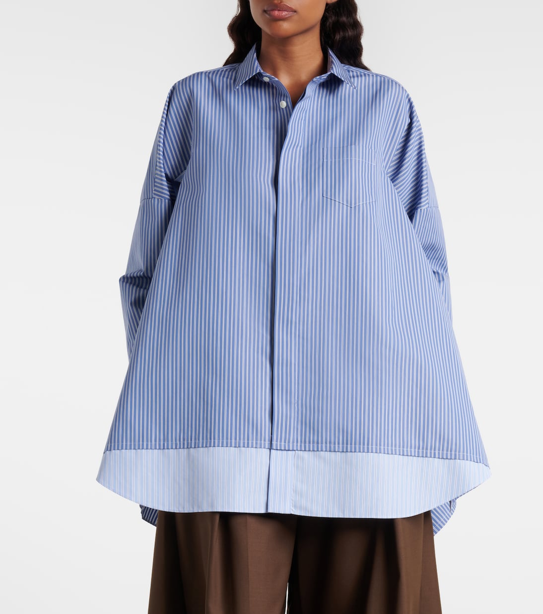 Camicia oversize in misto cotone a righe | Sacai