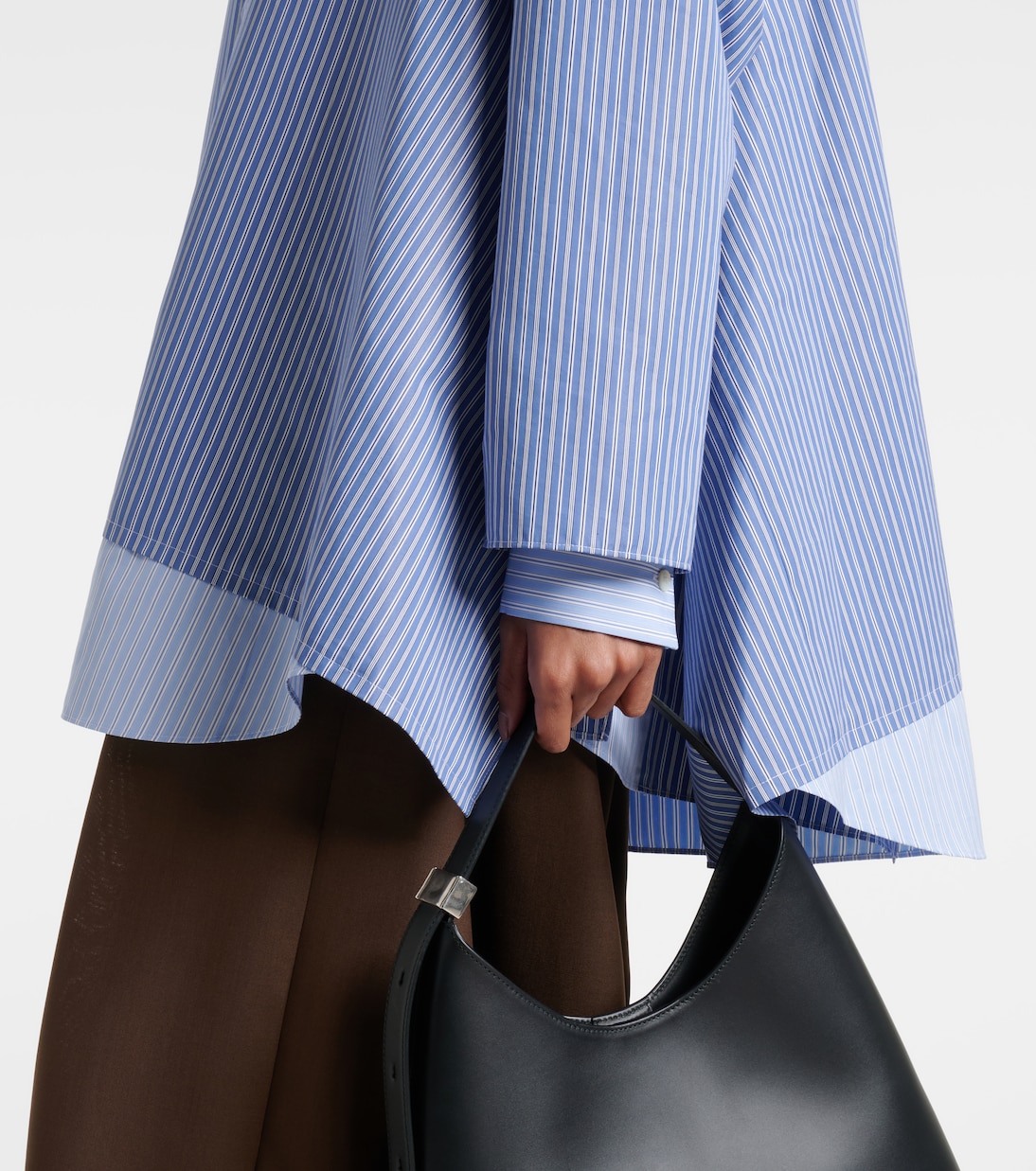 Camicia oversize in misto cotone a righe | Sacai