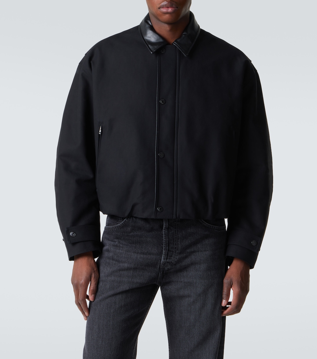 Leather-trimmed cotton twill bomber jacket | Acne Studios
