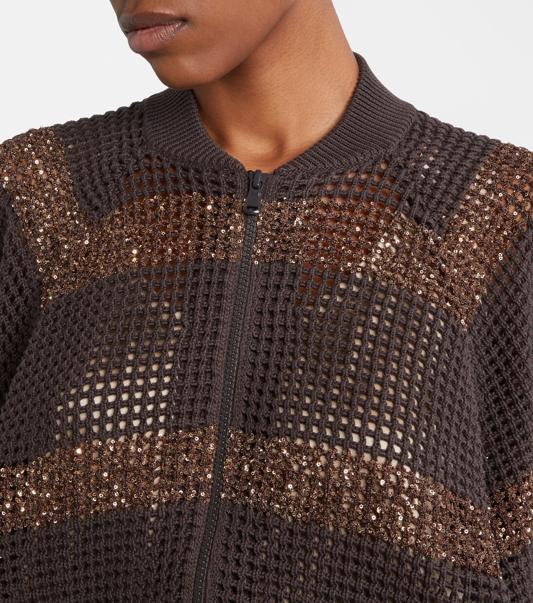 Open-knit sequined cotton cardigan  | Brunello Cucinelli