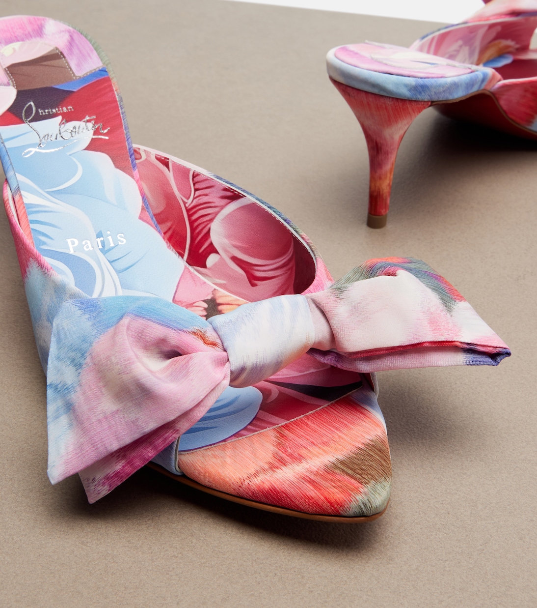 Mulazee bow-detail floral chiné mules | Christian Louboutin