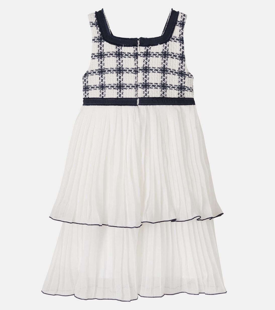 Checked plissé cotton-blend tweed dress | Patachou